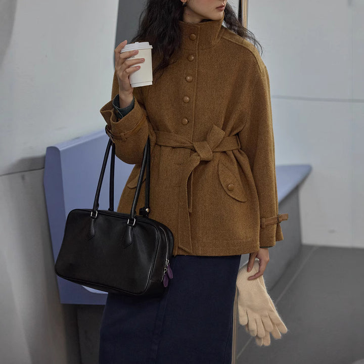 Damen Elegante und bequeme Wolljacke mit hohem Kragen Echoarchiv