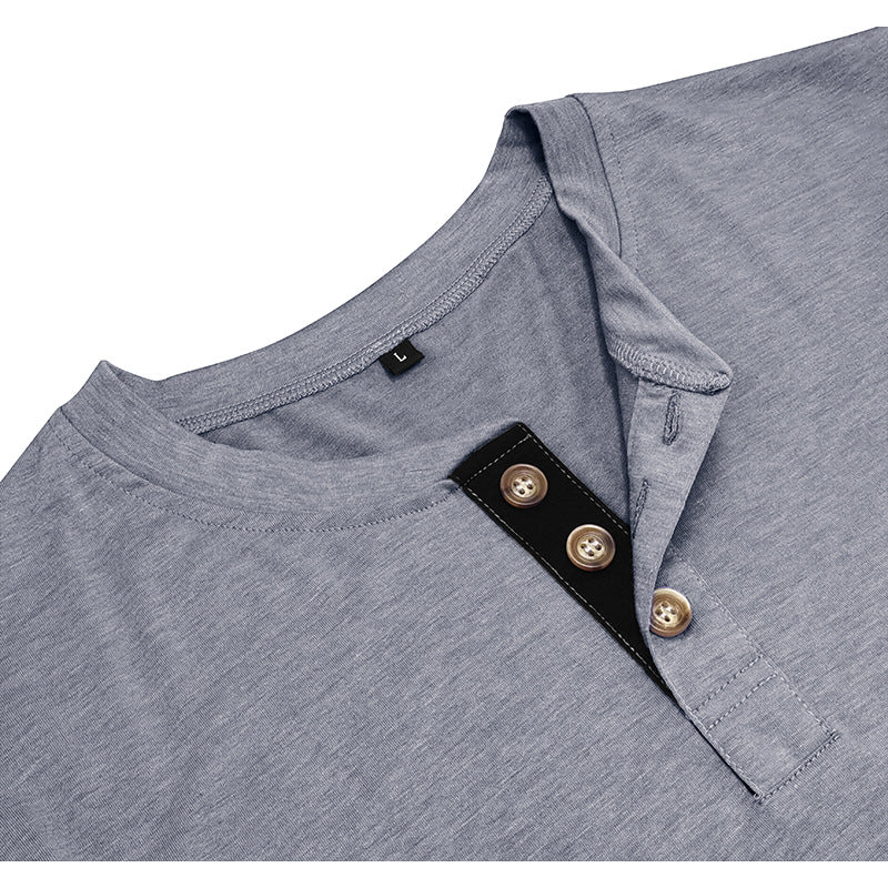 Herren Langarm-Henley-Shirt mit modischen Knopfdetails Echoarchiv