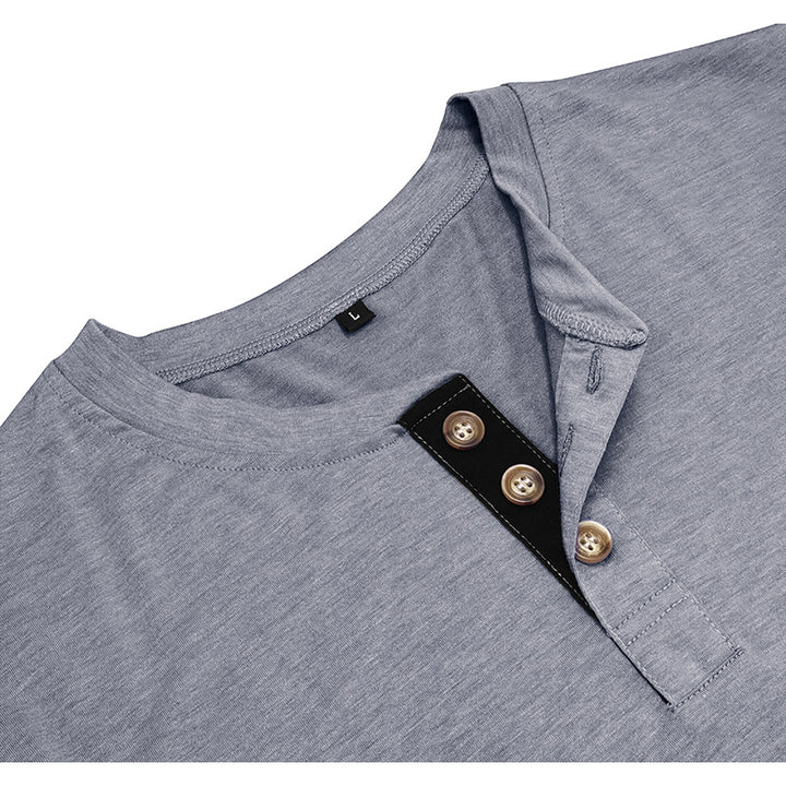 Herren Langarm-Henley-Shirt mit modischen Knopfdetails Echoarchiv