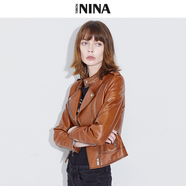 Damen Trendige Bikerjacke aus hochwertigem Kunstleder Echo Archiv