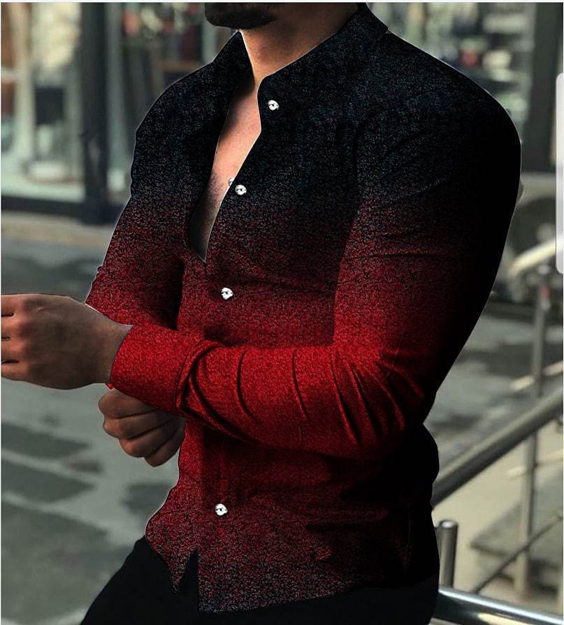 Herren Langarmhemd mit modernem Farbverlauf und edlen Knopfdetails Echoarchiv