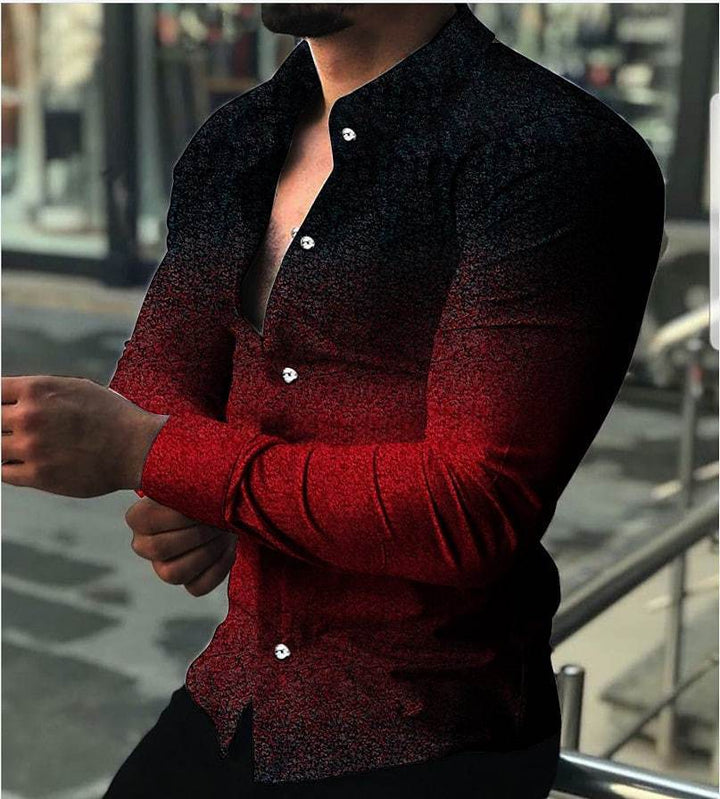 Herren Langarmhemd mit modernem Farbverlauf und edlen Knopfdetails Echoarchiv