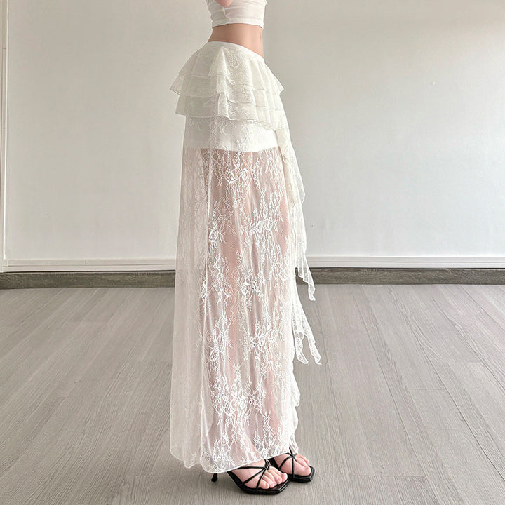 Damen Spitzenrock mit voluminösen Rüschendetails Echo Archiv
