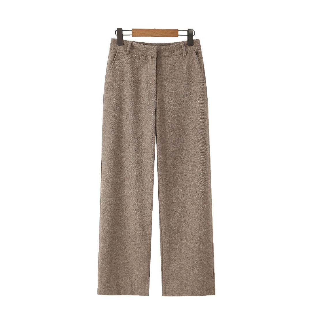 Damen Hochtaillierte weite Wollmix-Hose mit geradem Bein Echoarchiv