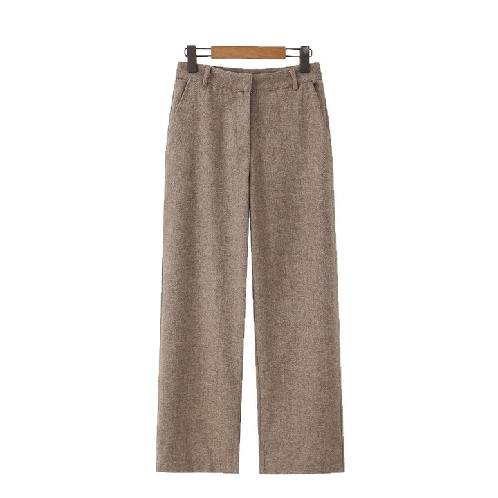 Damen Hochtaillierte weite Wollmix-Hose mit geradem Bein Echoarchiv