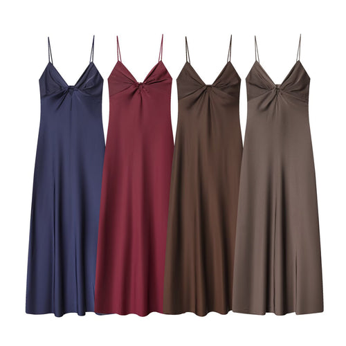 Damen Maxikleid mit elegantem Wasserfallausschnitt und zarter Drapierung Echo Archiv
