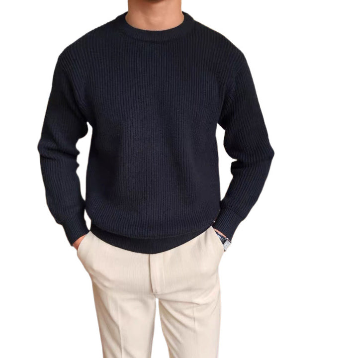 Herren Grobstrickpullover mit Rundhalsausschnitt – Norvane