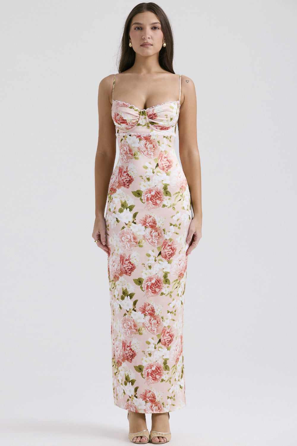 Damen Blumenkleid mit tailliertem Oberteil und schwingendem Saum Echo Archiv