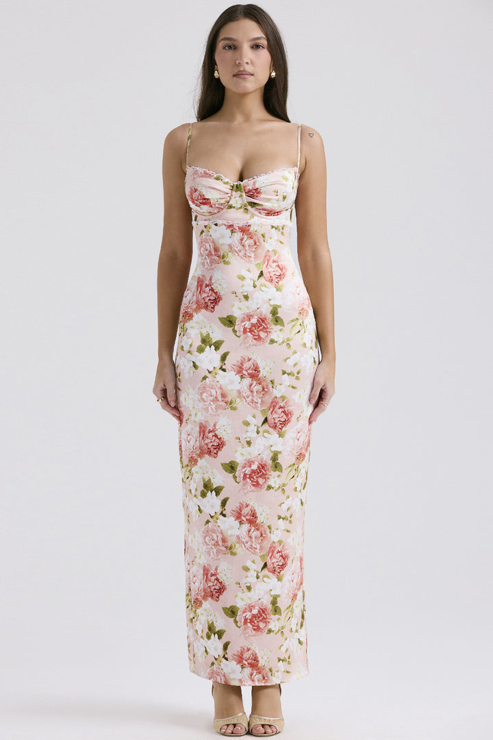 Damen Blumenkleid mit tailliertem Oberteil und schwingendem Saum Echo Archiv
