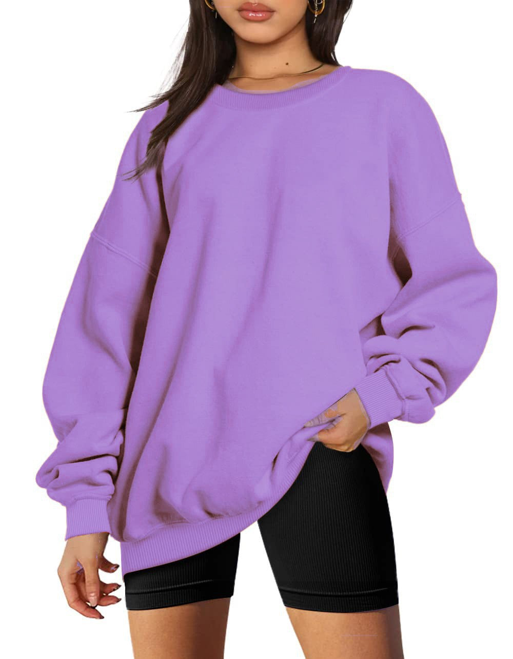 Damen nan extralanger Oversize-Sweatpullover mit Ballonärmeln, geripptem Saum und angerauter Innenseite Echo Archiv