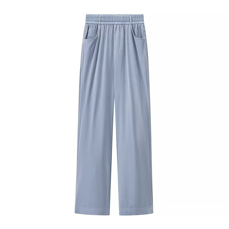 Damen weite High-Waist-Loungehose aus fließender Viskoseoptik mit Elastbund und Eingrifftaschen Echo Archiv