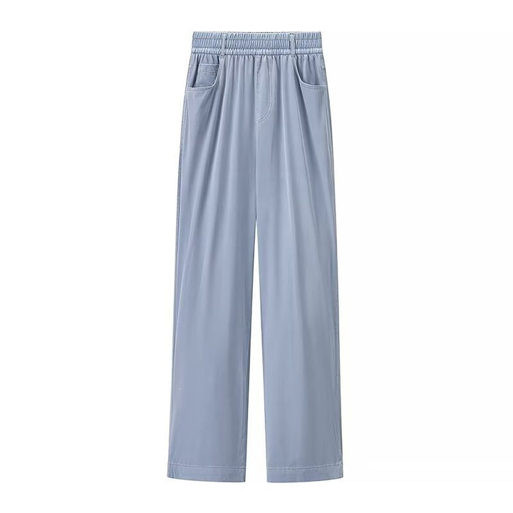 Damen weite High-Waist-Loungehose aus fließender Viskoseoptik mit Elastbund und Eingrifftaschen Echo Archiv