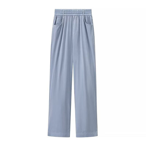 Damen weite High-Waist-Loungehose aus fließender Viskoseoptik mit Elastbund und Eingrifftaschen Echo Archiv