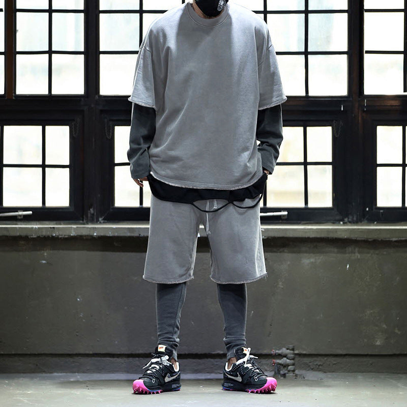 Herren lässiges Premium Freizeit-Set mit Oversized T-Shirt und lockeren Shorts Echoarchiv