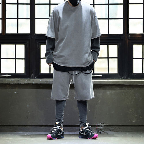 Herren lässiges Premium Freizeit-Set mit Oversized T-Shirt und lockeren Shorts Echoarchiv