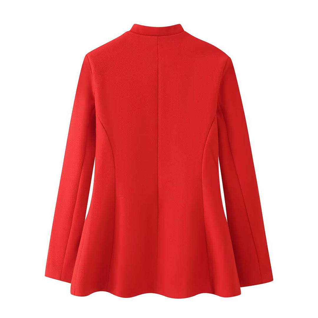 Damen Chinesisch-inspirierte Manteljacke mit Stehkragen und dekorativen Knotenverschlüssen Echo Archiv