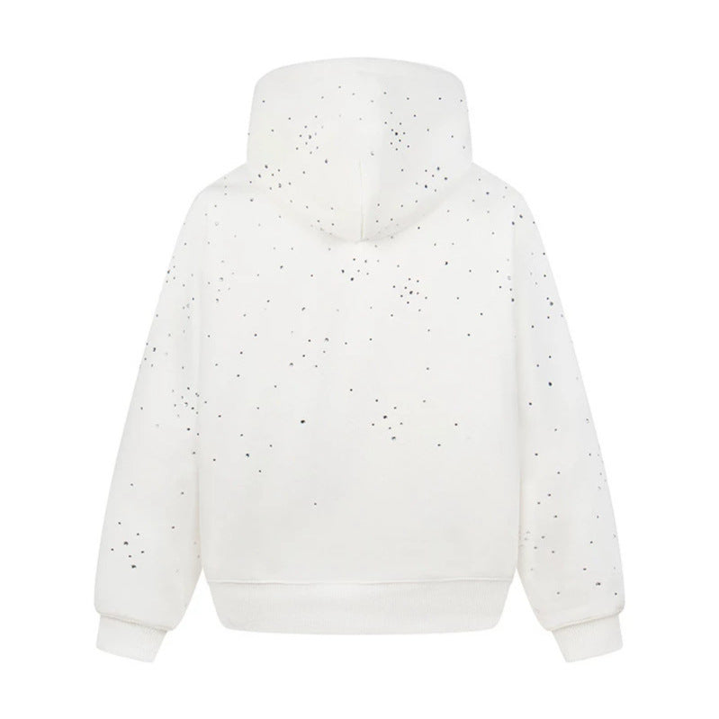 Damen Kapuzenpullover mit Statement-Print Metallic-Lettering und Paint-Splatter-Optik Echoarchiv