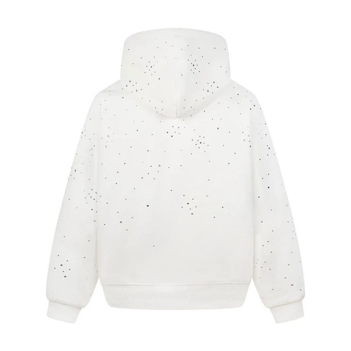Damen Kapuzenpullover mit Statement-Print Metallic-Lettering und Paint-Splatter-Optik Echoarchiv