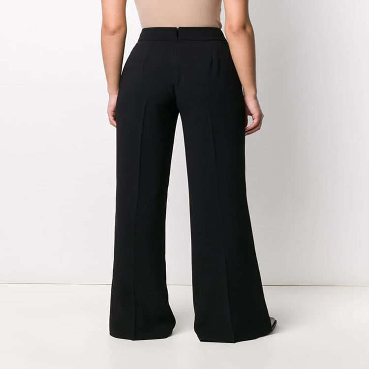 Damen Hochtaillierte Tailoring-Palazzohose mit Bügelfalte und weitem Bein Echoarchiv