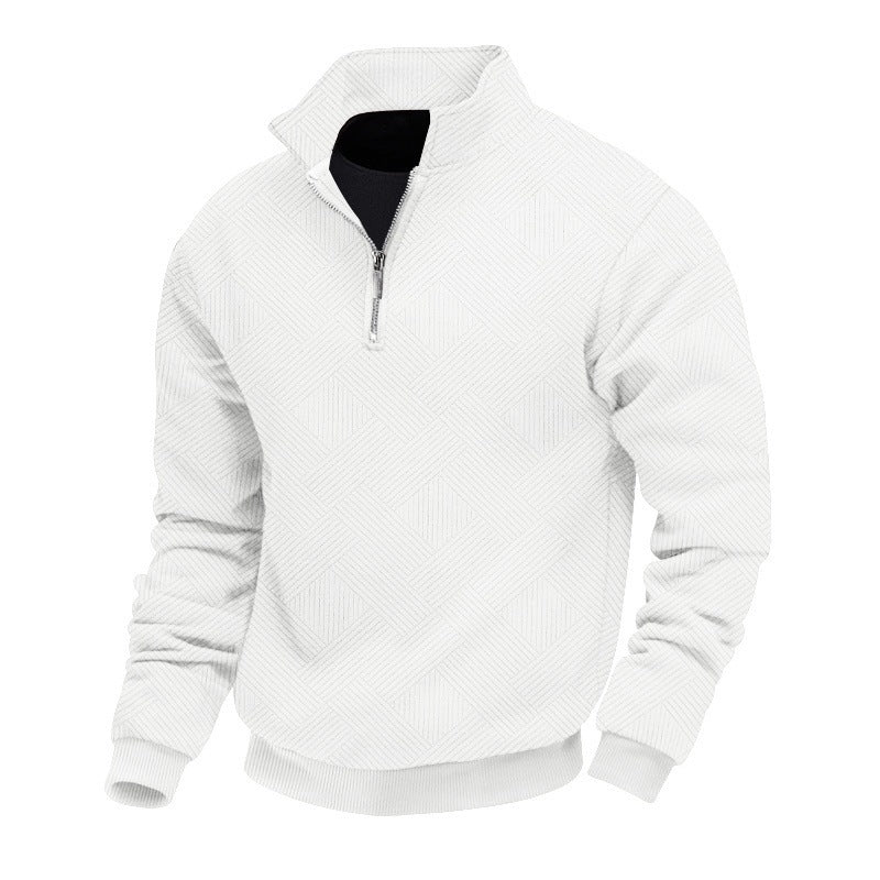 Herren Strukturierter Halbzip-Pullover mit Stehkragen und Rippbündchen Echoarchiv