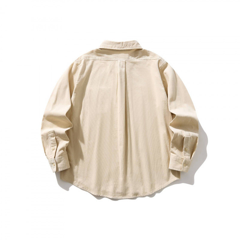 Unisex Kastenförmiges Cord-Hemd im Overshirt-Stil mit Button-Down-Kragen und aufgesetzter Brusttasche Echo Archiv