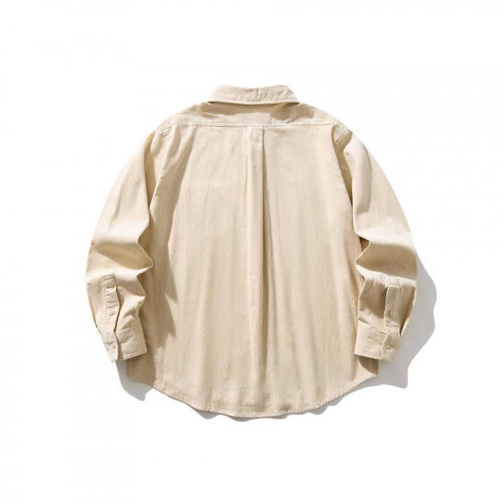 Unisex Kastenförmiges Cord-Hemd im Overshirt-Stil mit Button-Down-Kragen und aufgesetzter Brusttasche Echo Archiv