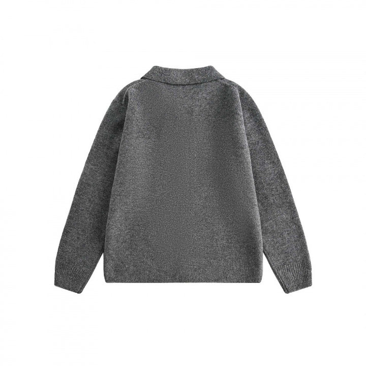 Unisex Boxy Strickcardigan mit Hemdkragen und durchgehender Knopfleiste Echo Archiv