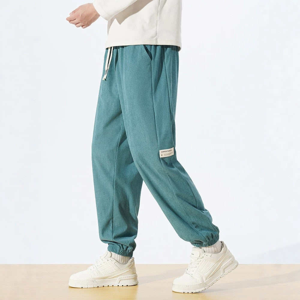 Herren Relaxed-Fit Cord-Jogginghose mit Tunnelzug, elastischen Knöchelbündchen & Cargo-Detail Echo Archiv