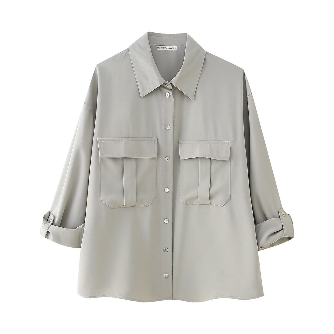 Damen Zweiteiliges Ensemble mit Oversized-Hemd, Pattentaschen und weiter Gummibundhose Echo Archiv