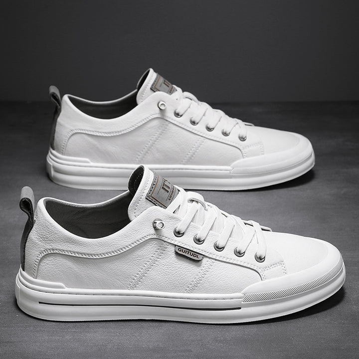 Herren Lässige Leder-Sneaker mit gepolstertem Knöchelkragen und robuster Gummisohle Echoarchiv