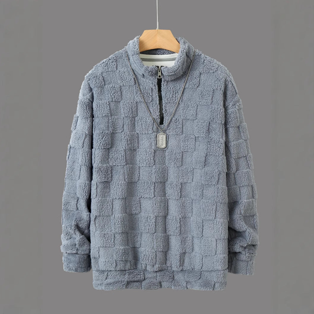 Herren Fleece-Pullover mit strukturierter Oberfläche und hohem Kragen Echoarchiv