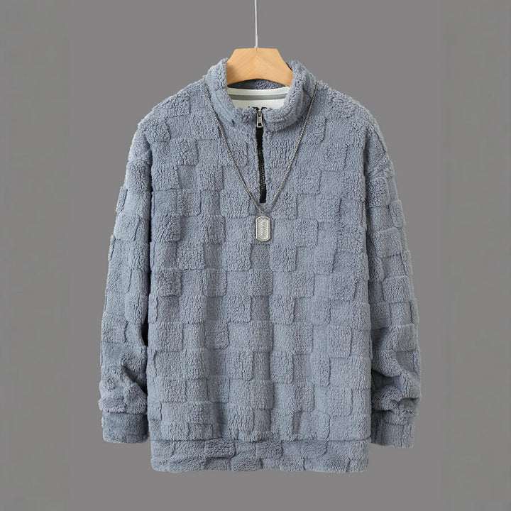 Herren Fleece-Pullover mit strukturierter Oberfläche und hohem Kragen Echoarchiv