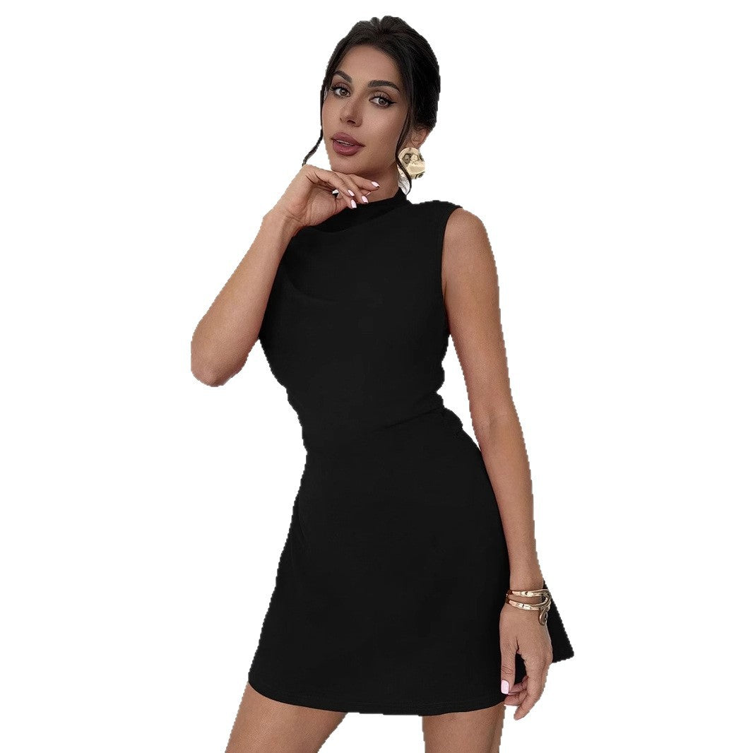 Damen Elegantes Kurzarmkleid mit hohem Stehkragen und geschmeidigem Schnitt Echo Archiv