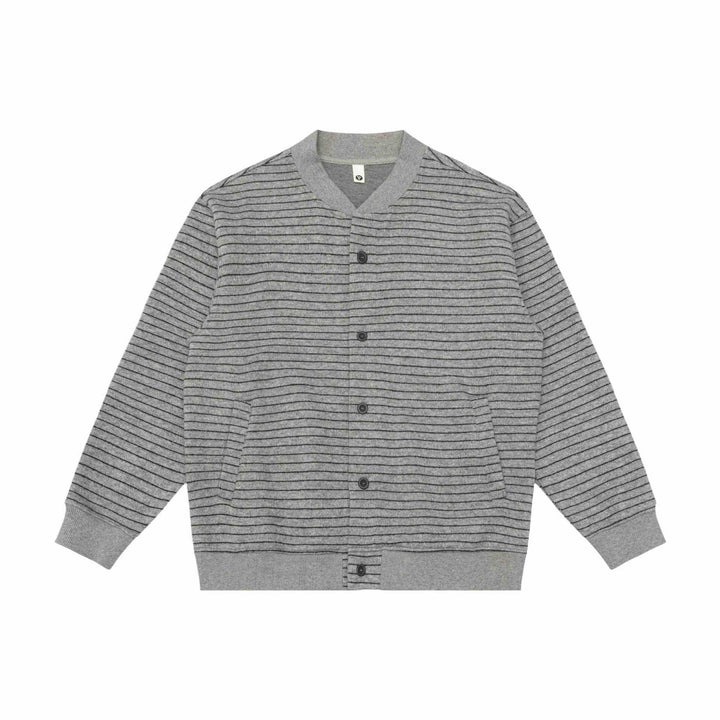Herren Gestreifte Strick-Cardigan-Jacke mit V‑Ausschnitt und gerippten Bündchen Echoarchiv
