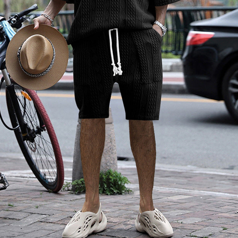 Herren Shorts mit Strukturmuster und elastischem Bund Echoarchiv