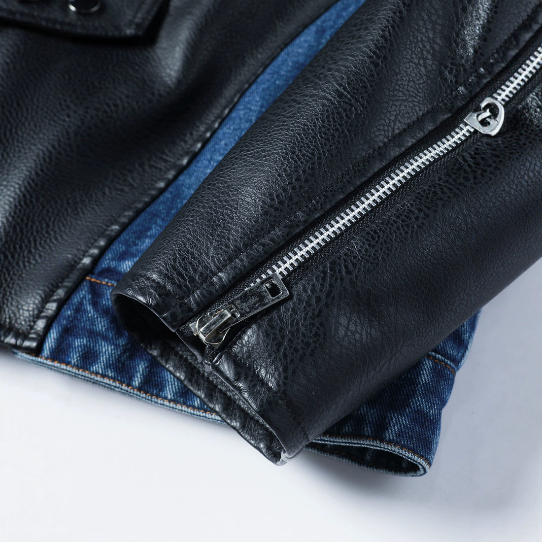Herren Lederimitat und Jeans Kombi-Jacke – Taviero