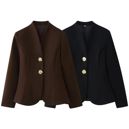 Damen Taillierter Blazer mit geschwungenem Saum und dekorativen Goldknöpfen Echo Archiv