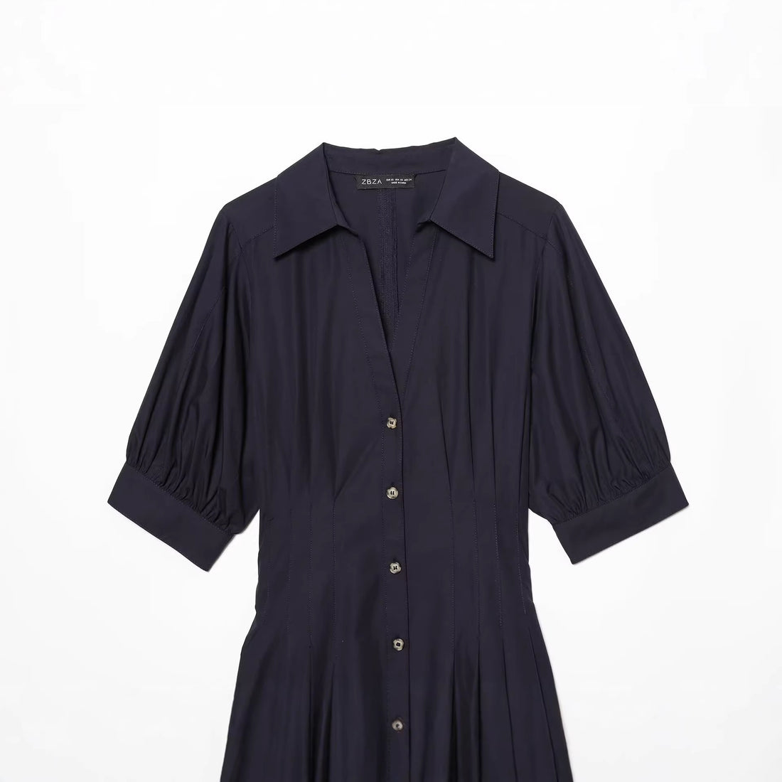 Damen Hemdblusenkleid mit taillierter Passform, Puffärmeln und durchgehender Knopfleiste Echo Archiv