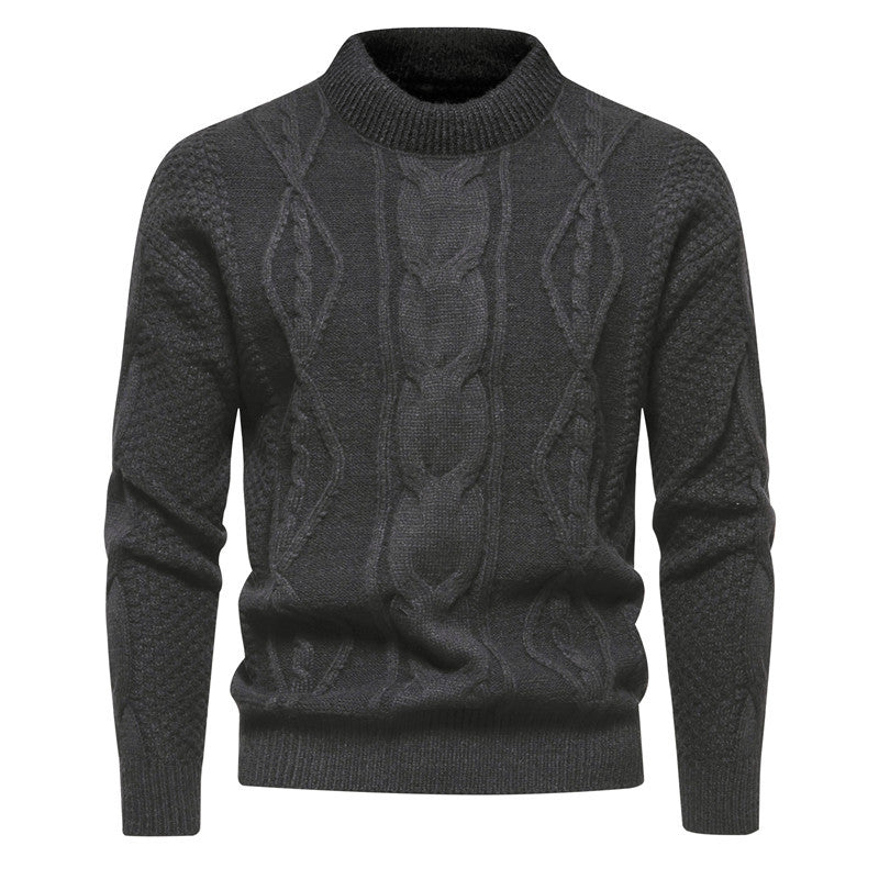 Herren Feinstrick-Pullover mit kurzem Stehkragen und Zopfstrickstruktur Echo Archiv