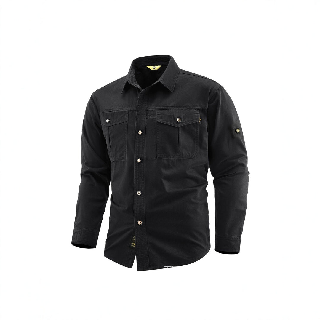 Herren Canvas-Overshirt im Field‑Style mit Brustklappen und durchgehender Knopfleiste Echo Archiv