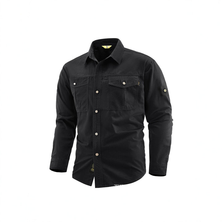 Herren Canvas-Overshirt im Field‑Style mit Brustklappen und durchgehender Knopfleiste Echo Archiv