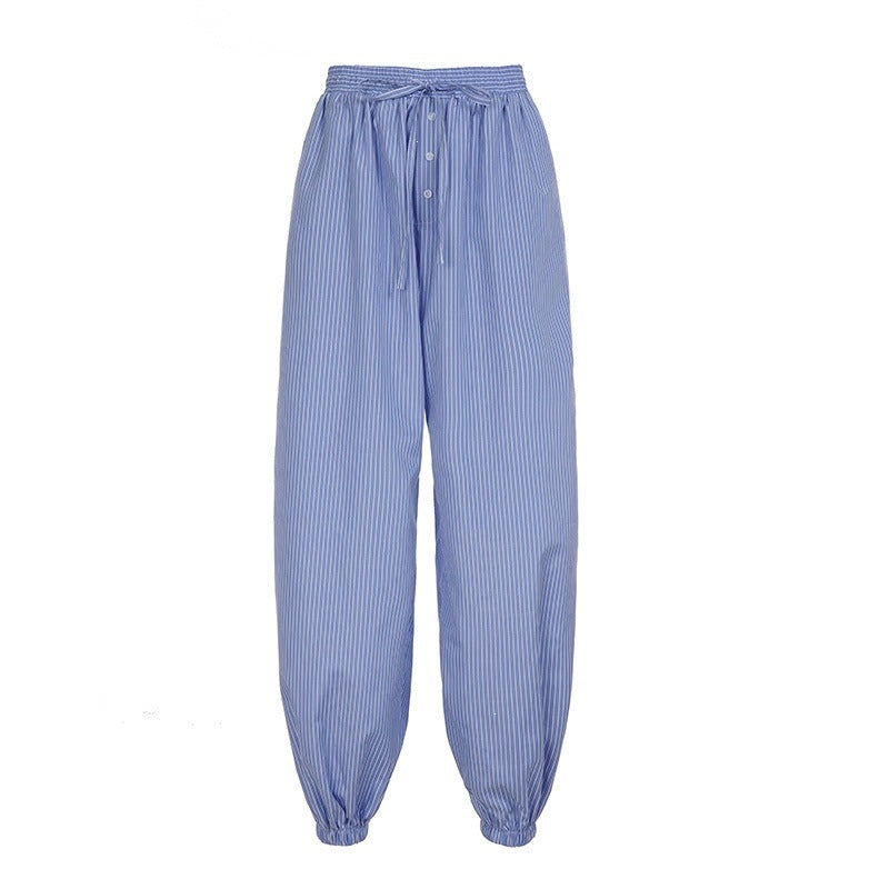 Damen Weite Lounge-Hose mit Smokbund, Tunnelzug, Knopfleiste und elastischen Fußbündchen Echo Archiv