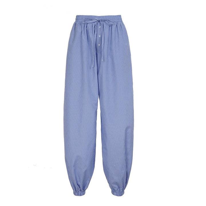 Damen Weite Lounge-Hose mit Smokbund, Tunnelzug, Knopfleiste und elastischen Fußbündchen Echo Archiv