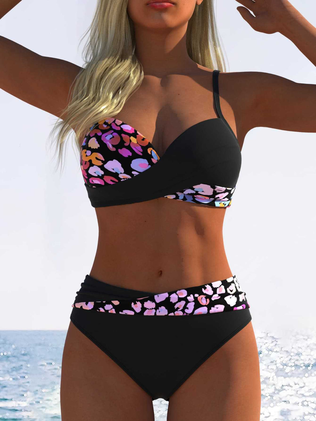Damen Bikini mit gepolstertem Oberteil und hohem Taillenschnitt Echo Archiv