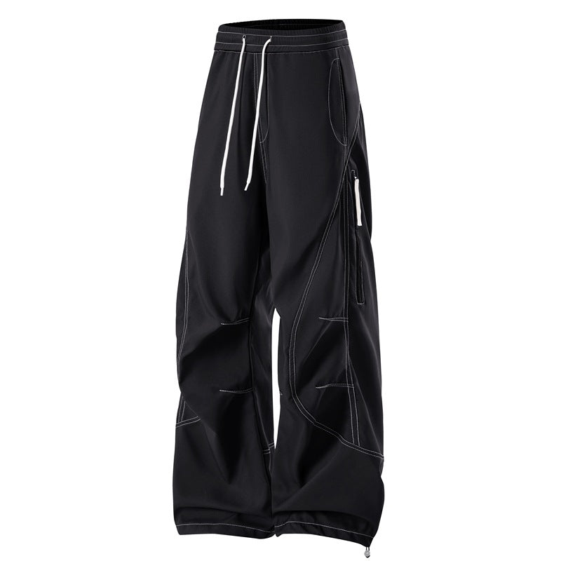 Herren lockere Cargo-Hose mit elastischem Bund, Kordelzug und seitlichem Reißverschlussfach – Bravaro