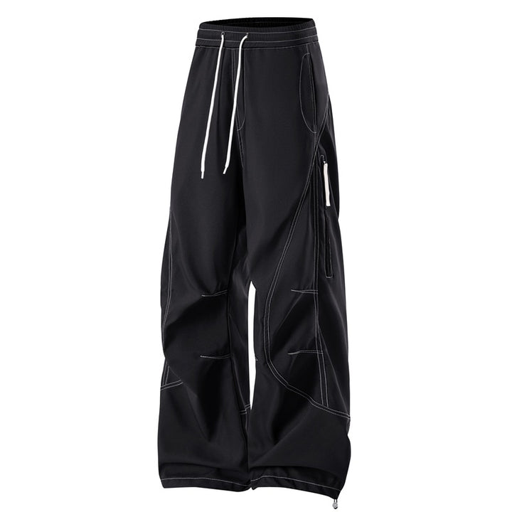 Herren lockere Cargo-Hose mit elastischem Bund, Kordelzug und seitlichem Reißverschlussfach – Bravaro