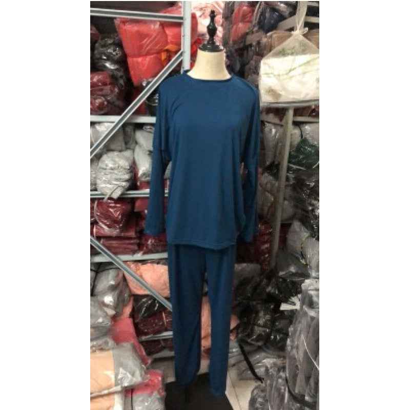Damen Lässiges Lounge-Set mit Rundhalsausschnitt, Kordelzug-Hose und Bündchen – Élanora