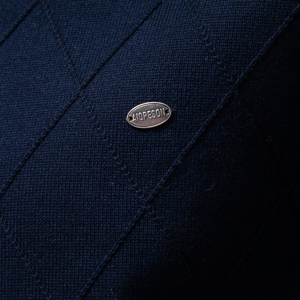 Herren Strickpullover mit Troyerkragen und Rautenmuster Echoarchiv