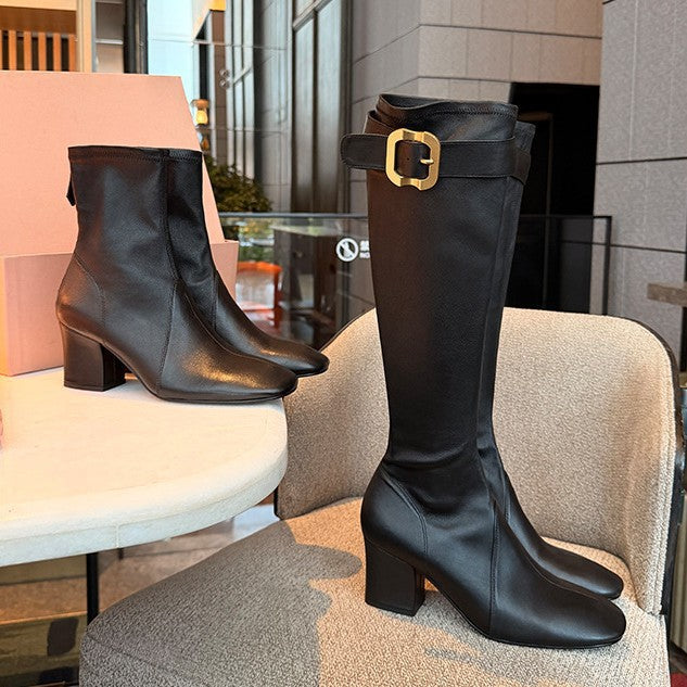 Damen Stretch-Stiefelette mit mittlerem Blockabsatz Echo Archiv