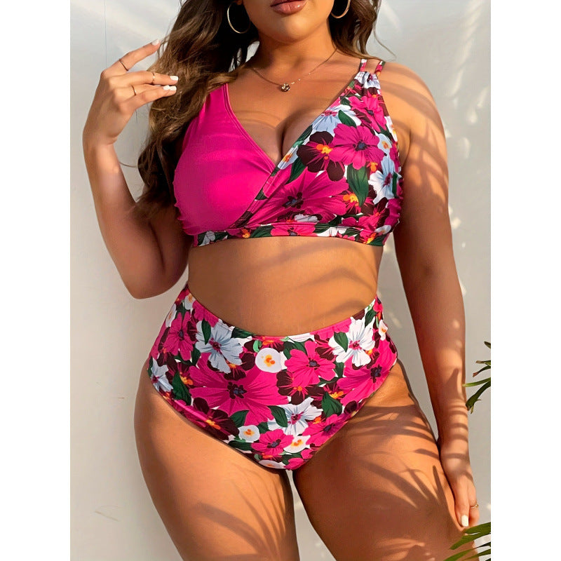 Damen Hochgeschnittener Bikini mit floralem Wickeldesign Echo Archiv